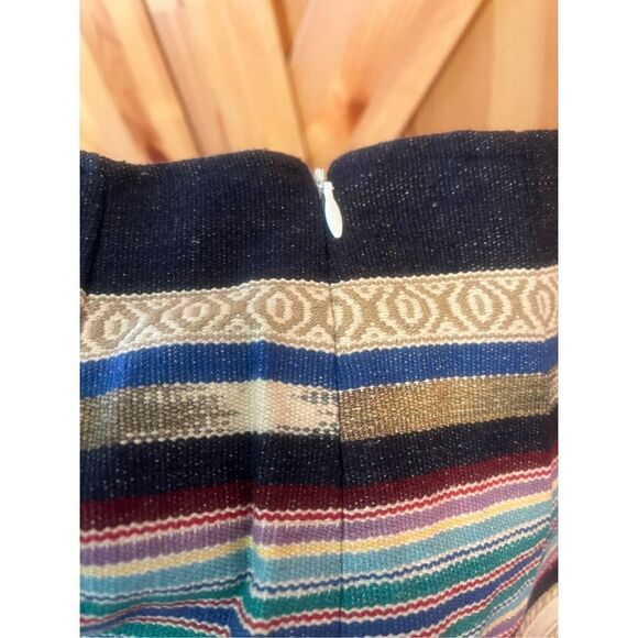 Anthropologie Chloe Oliver Hayley Skater Skirt Striped Serape Thick Weave Sz 4 N - Picture 3 of 4